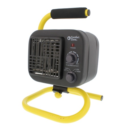 Comfort Zone Shop Heater w/2 Heat Settings or Fan Only, Black / Yellow. CZ250